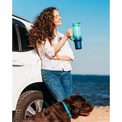 Buzio Trophy Series Handled Water Bottle for Car 1.2L - Caribbean Blue
